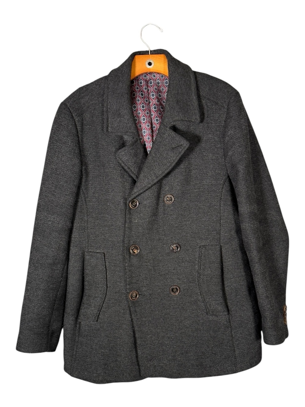 Ted Baker Men's Wool Blend Pea Coat Grey 4 = L